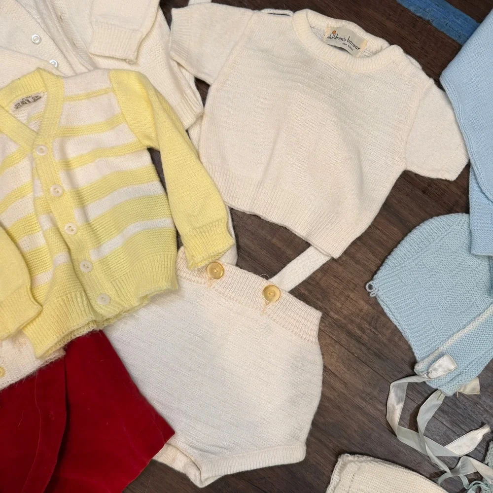 Vintage Baby Toddler Knit Clothing‎ Lot 1950s 1960s Rompers Cardigans